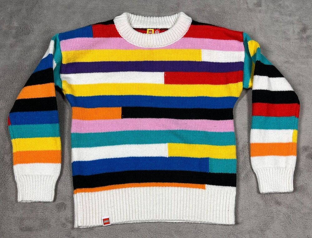Lego x Target Youth Kids Unisex Sweater Striped Multicolor XS Bricks Long Sleeve